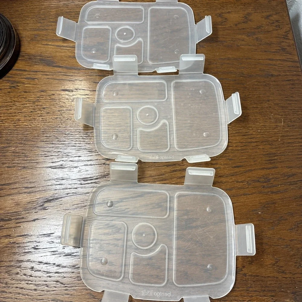 Lot Of 3 Bentgo Kids Teal Lunch Tray Containers Transparent Covers Bento Box